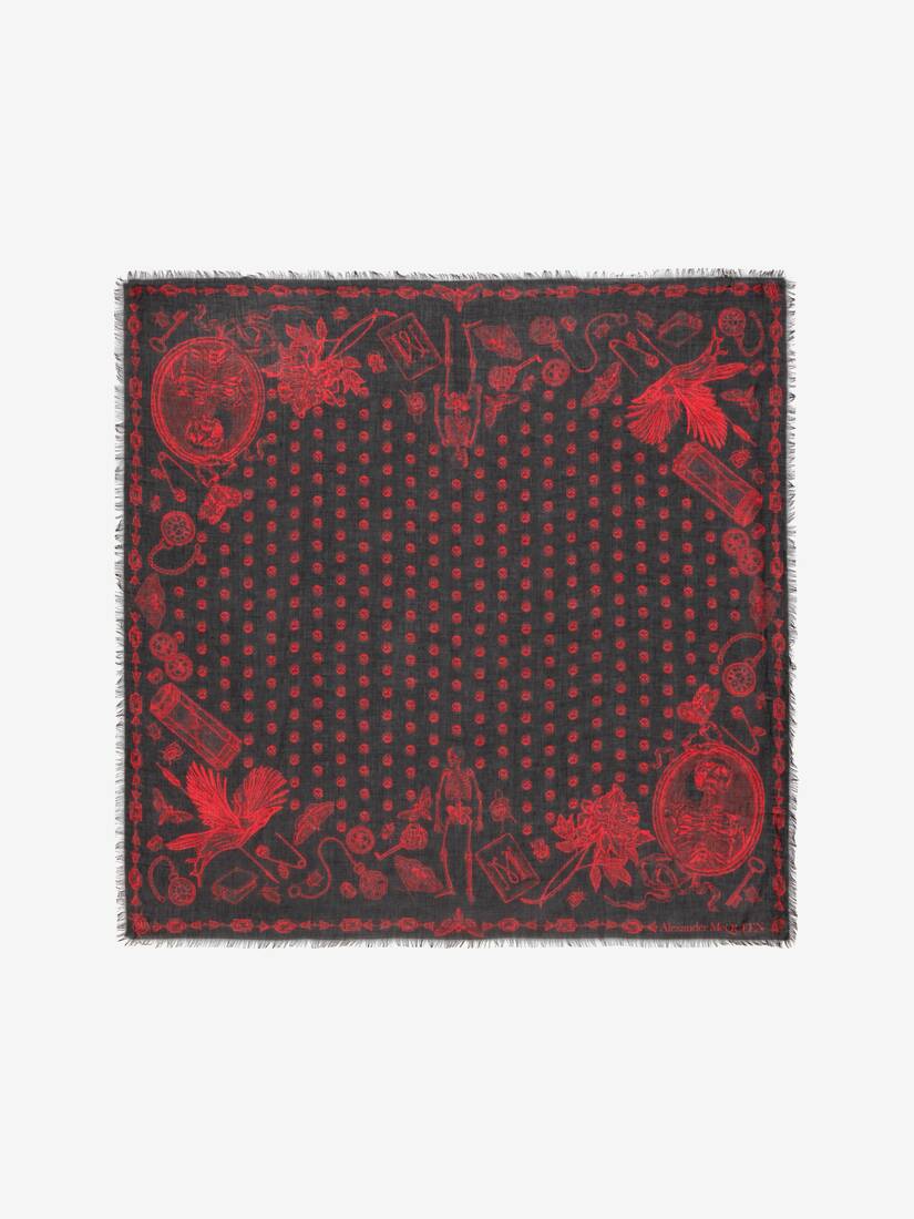 Bufanda Alexander McQueen Etched Border Hombre - Negros/Rojos - Mexico 495-WENUVM